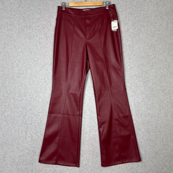 We The Free Uptown High Rise Vegan Leather Flare Pant in Mulberries Size 10 - Picture 2 of 15